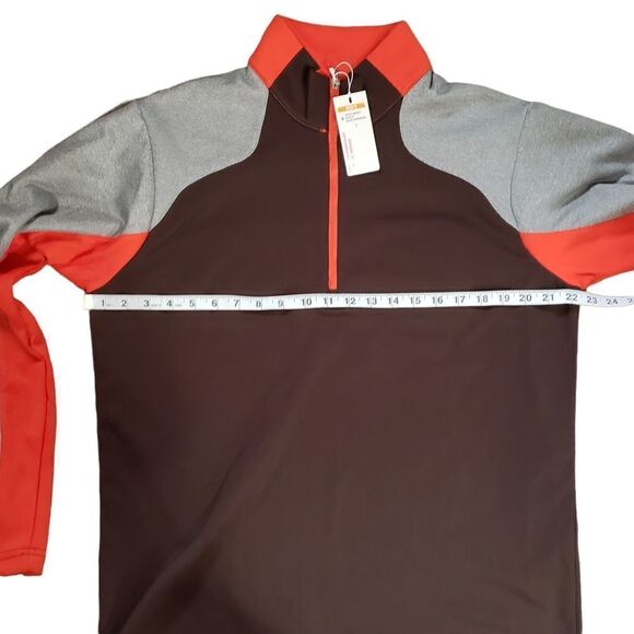 NWT ANTIGUA Mighty Brown Orange Half Zip Up Pullover Long Sleeve Top MEDIUM - Picture 6 of 10